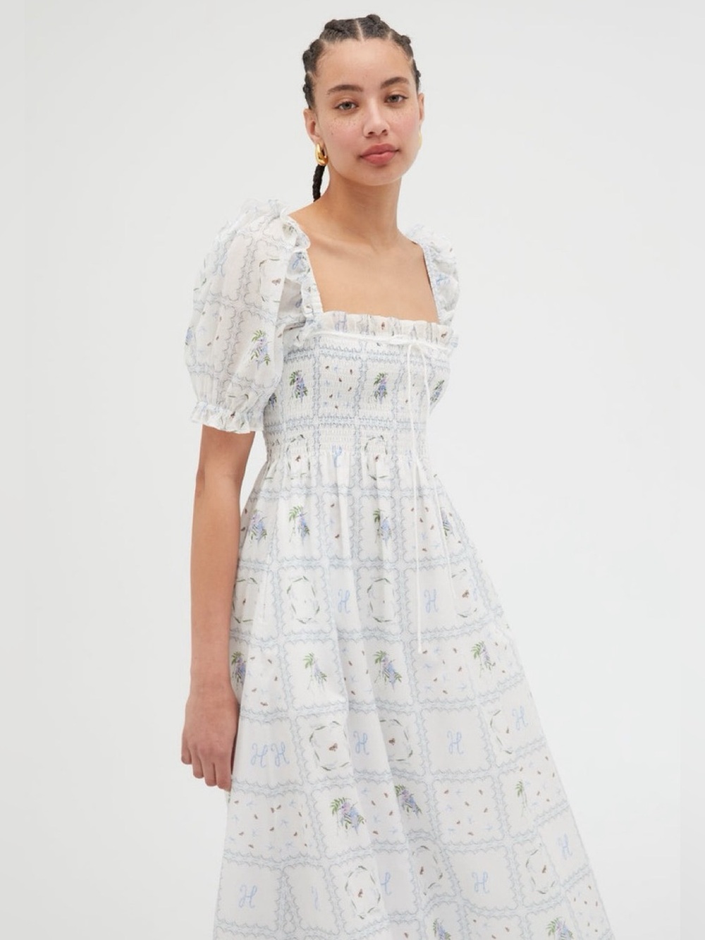NWT Hill House Home The Scarlett Nap Dress | White Floral Patchwork XXL